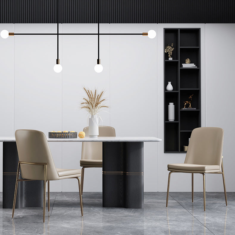 Faux Cuero y Metal Con comedor sin brazo y acento contemporáneo