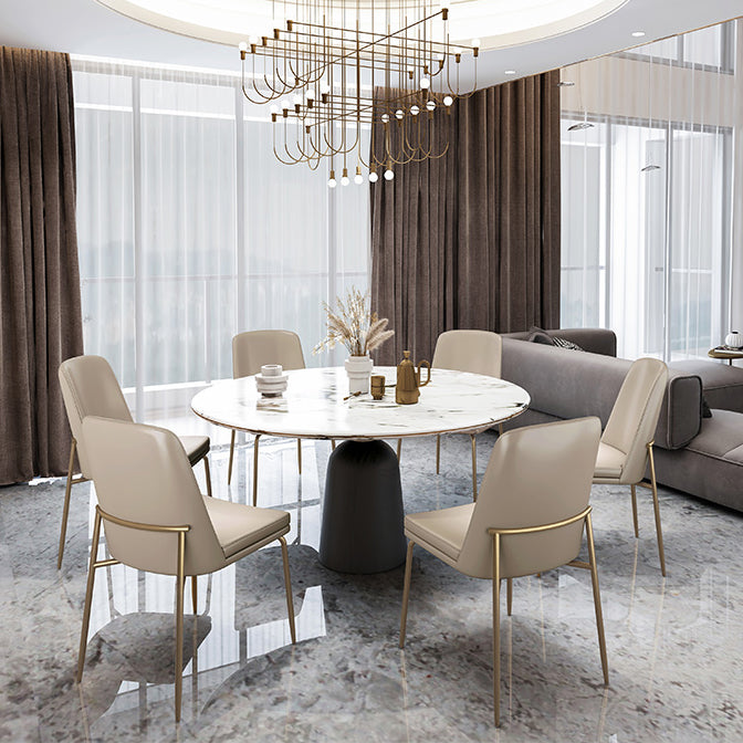 Faux Cuero y Metal Con comedor sin brazo y acento contemporáneo