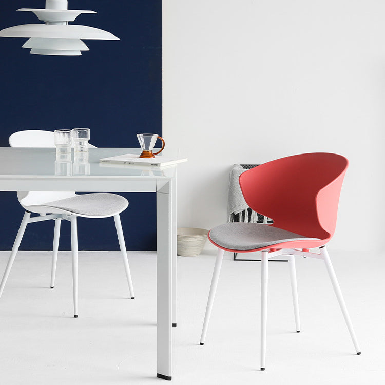 Moderna sala da pranzo imbottita sedia da pranzo in plastica in plastica