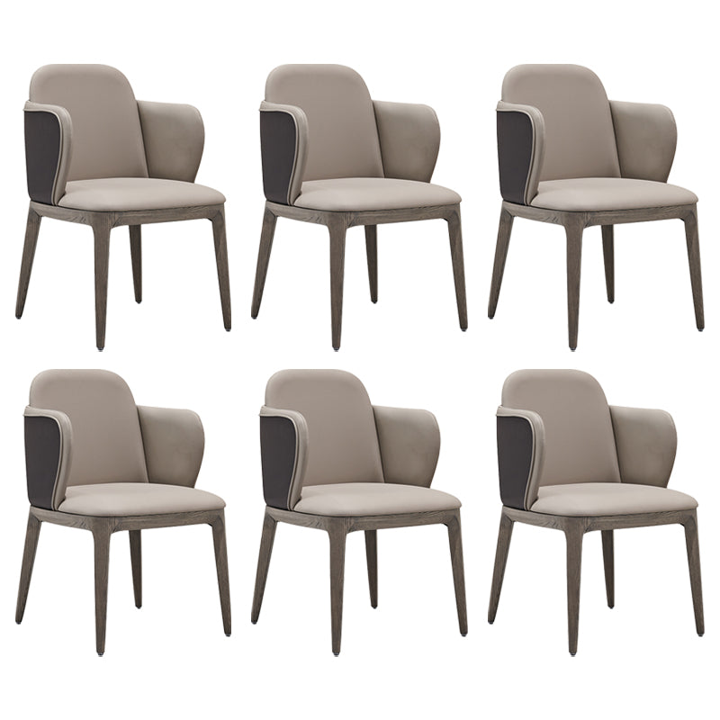 Faux leer en massief hout modern dineren accentstoel voor thuis