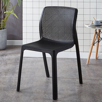Contemporary Style Low Back Plastic Dining Side Chair for Home Use Black 1 Piece Clearhalo 'Dining Chairs' 'Dining Tables & Seating' 'dining_chair' 'furn' 'furn_dining_chair' 'Furniture' 'Kitchen & Dining Furniture' 7778371
