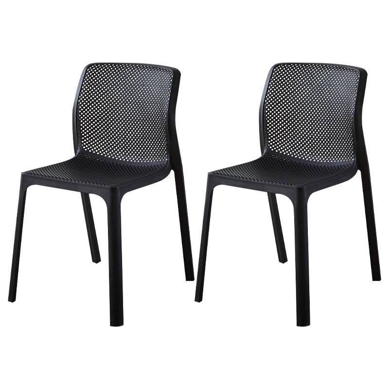 Contemporary Style Low Back Plastic Dining Side Chair for Home Use Black 2 Piece Set Clearhalo 'Dining Chairs' 'Dining Tables & Seating' 'dining_chair' 'furn' 'furn_dining_chair' 'Furniture' 'Kitchen & Dining Furniture' 7778372
