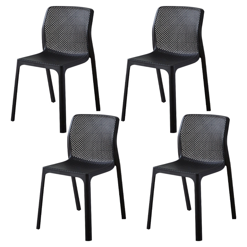 Contemporary Style Low Back Plastic Dining Side Chair for Home Use Black 4 Piece Set Clearhalo 'Dining Chairs' 'Dining Tables & Seating' 'dining_chair' 'furn' 'furn_dining_chair' 'Furniture' 'Kitchen & Dining Furniture' 7778375