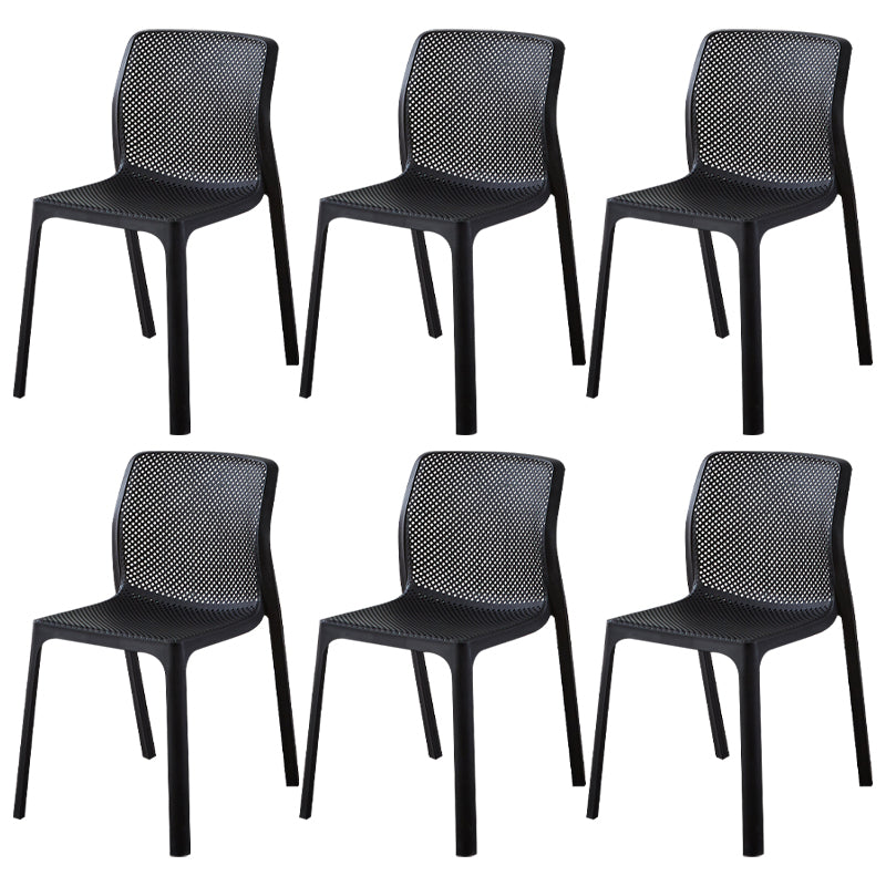 Contemporary Style Low Back Plastic Dining Side Chair for Home Use Black 6 Piece Set Clearhalo 'Dining Chairs' 'Dining Tables & Seating' 'dining_chair' 'furn' 'furn_dining_chair' 'Furniture' 'Kitchen & Dining Furniture' 7778377