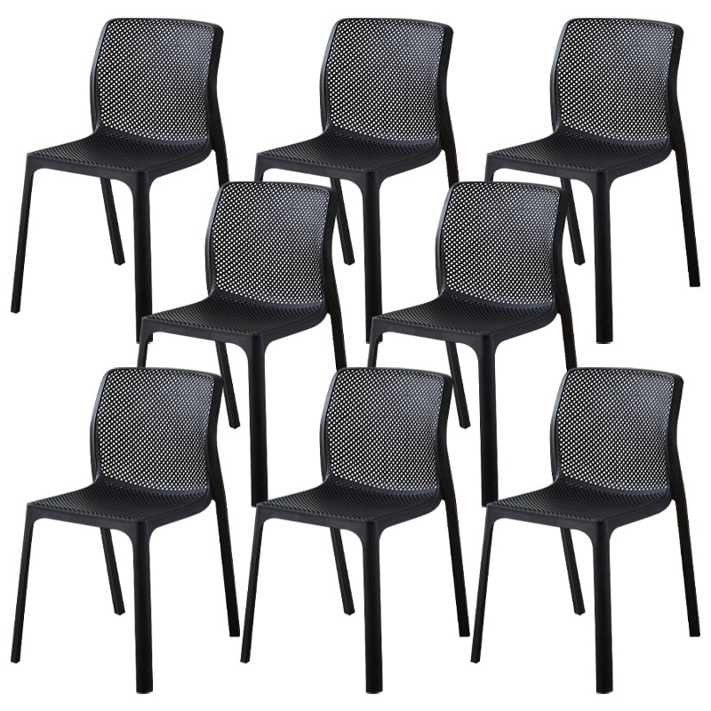 Contemporary Style Low Back Plastic Dining Side Chair for Home Use Black 8 Piece Set Clearhalo 'Dining Chairs' 'Dining Tables & Seating' 'dining_chair' 'furn' 'furn_dining_chair' 'Furniture' 'Kitchen & Dining Furniture' 7778379