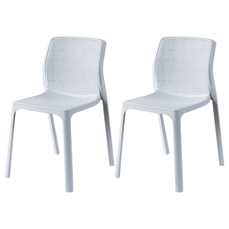 Contemporary Style Low Back Plastic Dining Side Chair for Home Use White 2 Piece Set Clearhalo 'Dining Chairs' 'Dining Tables & Seating' 'dining_chair' 'furn' 'furn_dining_chair' 'Furniture' 'Kitchen & Dining Furniture' 7778383