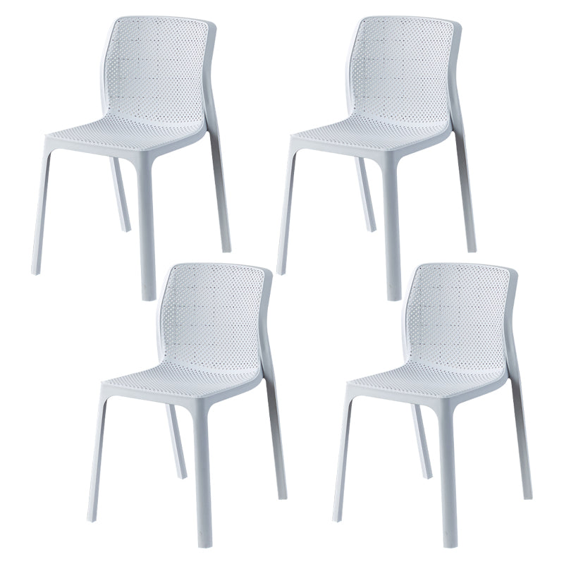 Contemporary Style Low Back Plastic Dining Side Chair for Home Use White 4 Piece Set Clearhalo 'Dining Chairs' 'Dining Tables & Seating' 'dining_chair' 'furn' 'furn_dining_chair' 'Furniture' 'Kitchen & Dining Furniture' 7778385