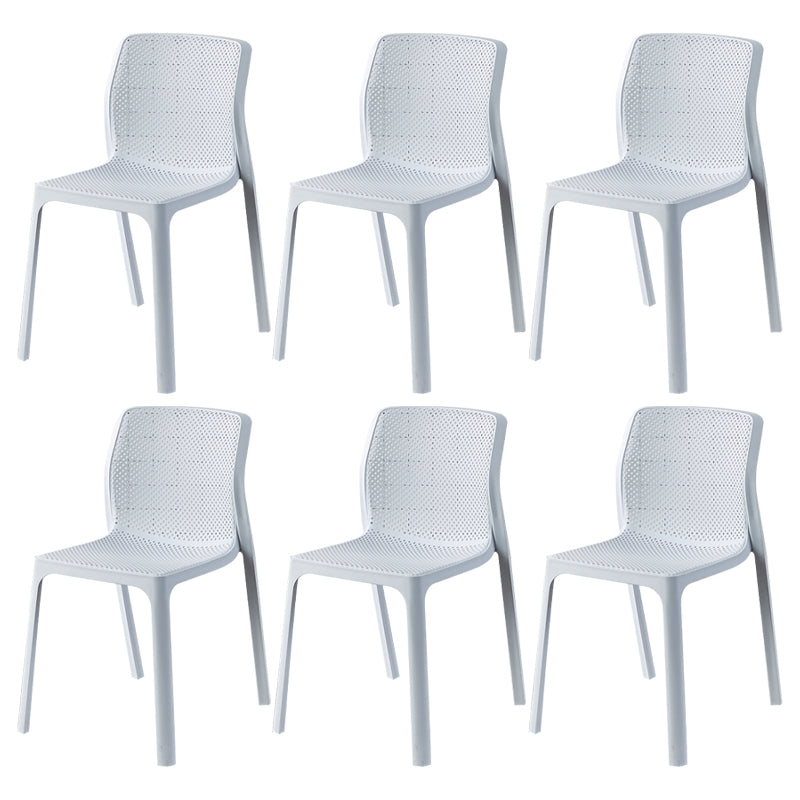 Contemporary Style Low Back Plastic Dining Side Chair for Home Use White 6 Piece Set Clearhalo 'Dining Chairs' 'Dining Tables & Seating' 'dining_chair' 'furn' 'furn_dining_chair' 'Furniture' 'Kitchen & Dining Furniture' 7778387