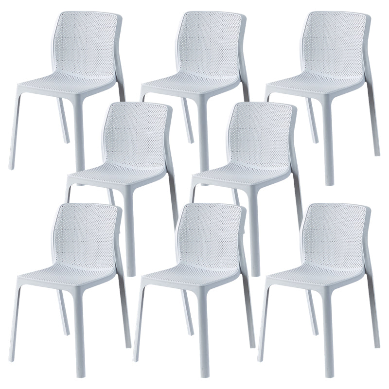 Contemporary Style Low Back Plastic Dining Side Chair for Home Use White 8 Piece Set Clearhalo 'Dining Chairs' 'Dining Tables & Seating' 'dining_chair' 'furn' 'furn_dining_chair' 'Furniture' 'Kitchen & Dining Furniture' 7778388