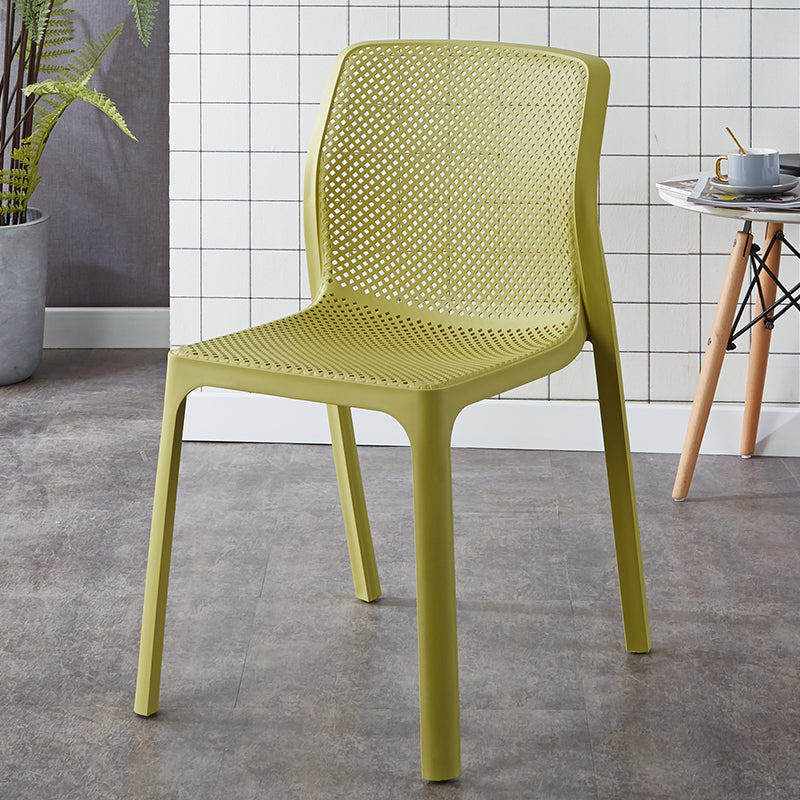 Contemporary Style Low Back Plastic Dining Side Chair for Home Use Yellow 1 Piece Clearhalo 'Dining Chairs' 'Dining Tables & Seating' 'dining_chair' 'furn' 'furn_dining_chair' 'Furniture' 'Kitchen & Dining Furniture' 7778395