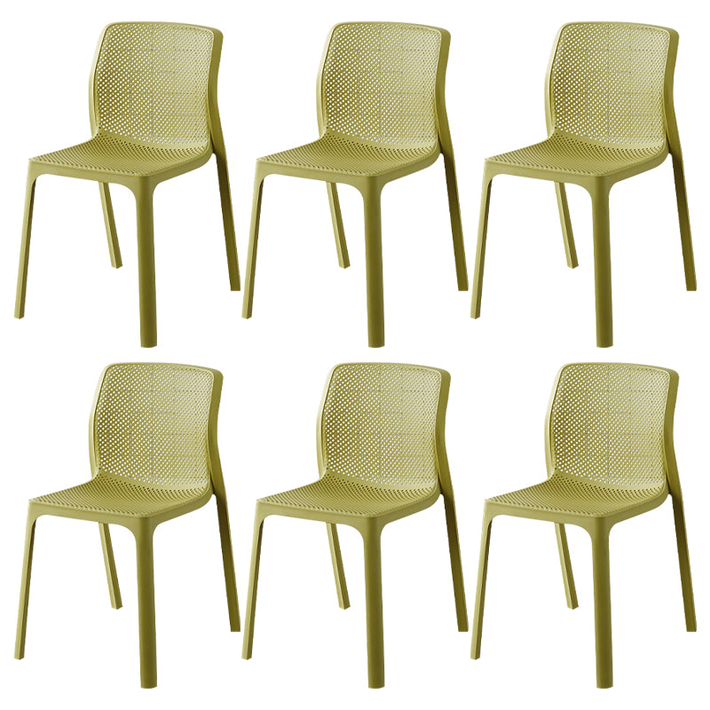 Contemporary Style Low Back Plastic Dining Side Chair for Home Use Yellow 6 Piece Set Clearhalo 'Dining Chairs' 'Dining Tables & Seating' 'dining_chair' 'furn' 'furn_dining_chair' 'Furniture' 'Kitchen & Dining Furniture' 7778398