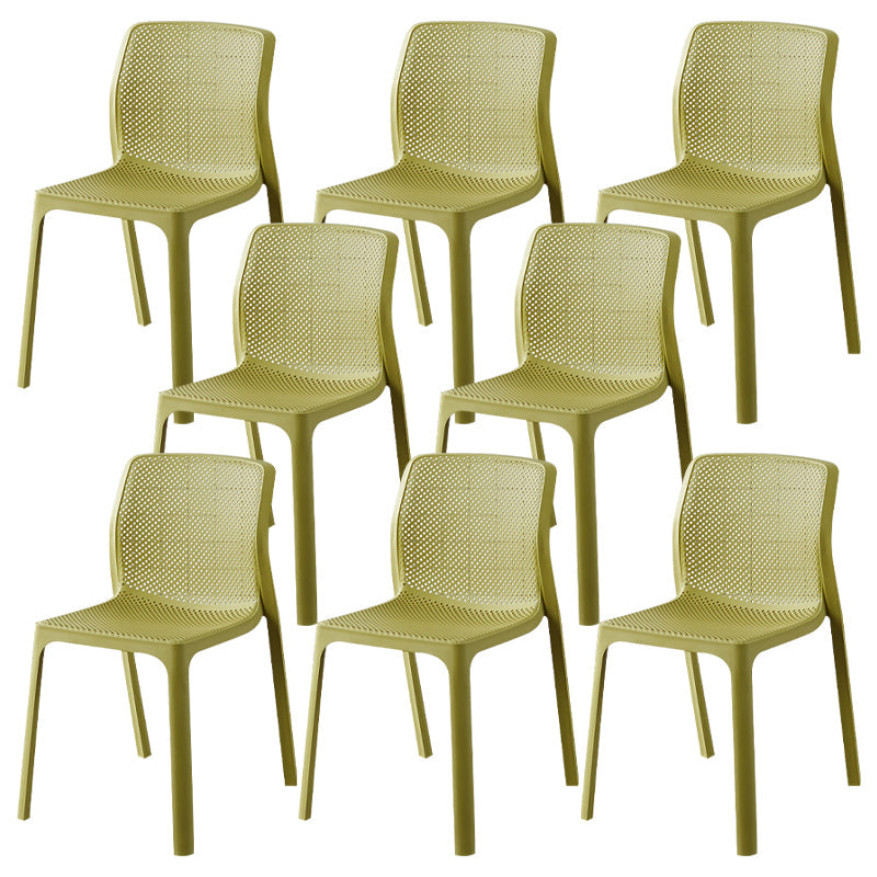 Contemporary Style Low Back Plastic Dining Side Chair for Home Use Yellow 8 Piece Set Clearhalo 'Dining Chairs' 'Dining Tables & Seating' 'dining_chair' 'furn' 'furn_dining_chair' 'Furniture' 'Kitchen & Dining Furniture' 7778399