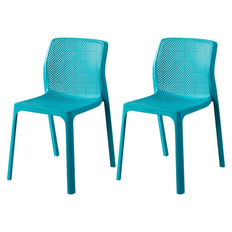 Contemporary Style Low Back Plastic Dining Side Chair for Home Use Blue 2 Piece Set Clearhalo 'Dining Chairs' 'Dining Tables & Seating' 'dining_chair' 'furn' 'furn_dining_chair' 'Furniture' 'Kitchen & Dining Furniture' 7778401