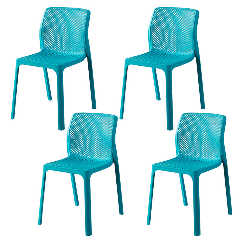 Contemporary Style Low Back Plastic Dining Side Chair for Home Use Blue 4 Piece Set Clearhalo 'Dining Chairs' 'Dining Tables & Seating' 'dining_chair' 'furn' 'furn_dining_chair' 'Furniture' 'Kitchen & Dining Furniture' 7778402