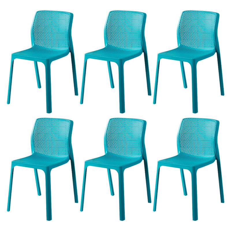Contemporary Style Low Back Plastic Dining Side Chair for Home Use Blue 6 Piece Set Clearhalo 'Dining Chairs' 'Dining Tables & Seating' 'dining_chair' 'furn' 'furn_dining_chair' 'Furniture' 'Kitchen & Dining Furniture' 7778403