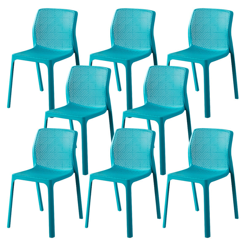 Contemporary Style Low Back Plastic Dining Side Chair for Home Use Blue 8 Piece Set Clearhalo 'Dining Chairs' 'Dining Tables & Seating' 'dining_chair' 'furn' 'furn_dining_chair' 'Furniture' 'Kitchen & Dining Furniture' 7778404