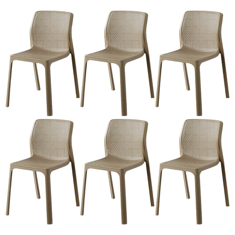 Contemporary Style Low Back Plastic Dining Side Chair for Home Use Camel 6 Piece Set Clearhalo 'Dining Chairs' 'Dining Tables & Seating' 'dining_chair' 'furn' 'furn_dining_chair' 'Furniture' 'Kitchen & Dining Furniture' 7778408