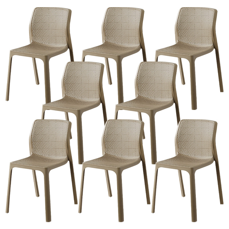 Contemporary Style Low Back Plastic Dining Side Chair for Home Use Camel 8 Piece Set Clearhalo 'Dining Chairs' 'Dining Tables & Seating' 'dining_chair' 'furn' 'furn_dining_chair' 'Furniture' 'Kitchen & Dining Furniture' 7778409