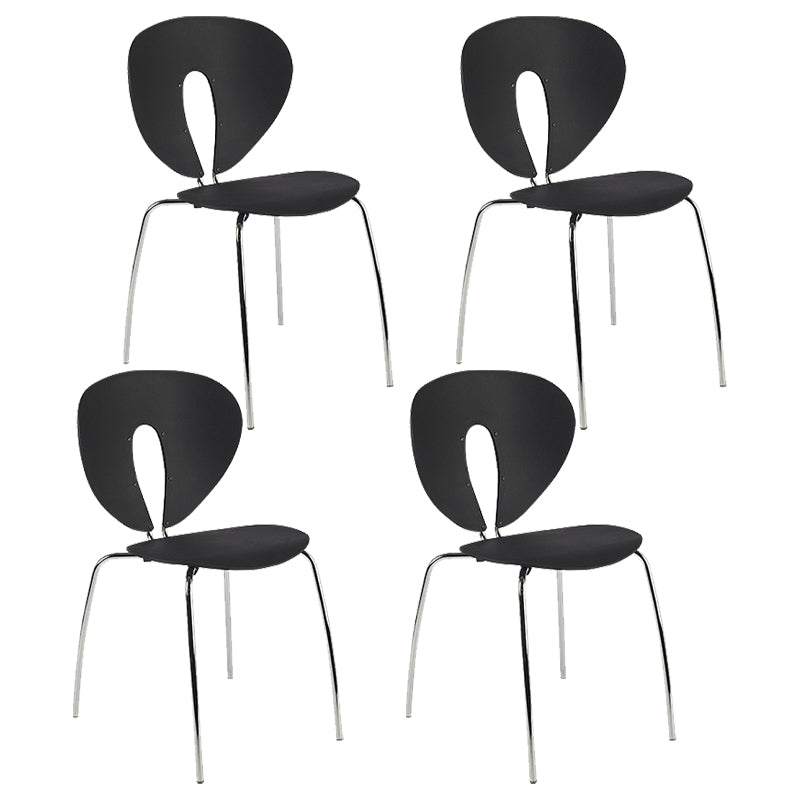 Moderne open rug plastic eetkamer zilveren been eetstoel