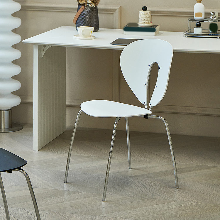 Moderne open rug plastic eetkamer zilveren been eetstoel