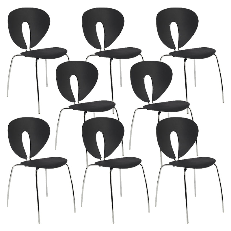 Moderne open rug plastic eetkamer zilveren been eetstoel