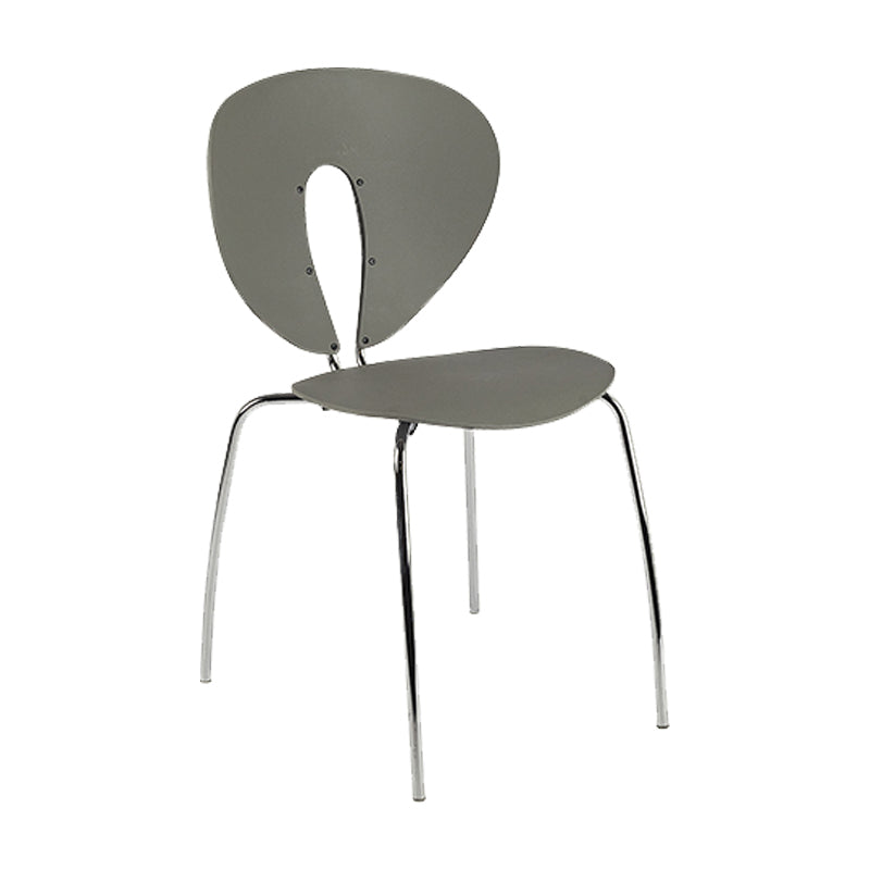 Moderne open rug plastic eetkamer zilveren been eetstoel