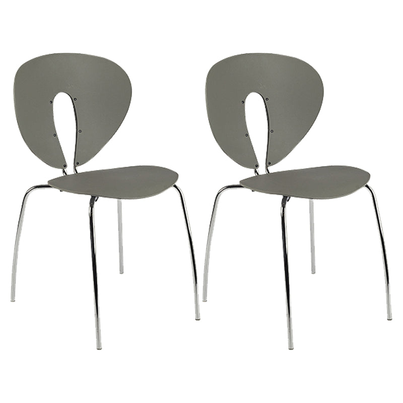 Moderne open rug plastic eetkamer zilveren been eetstoel