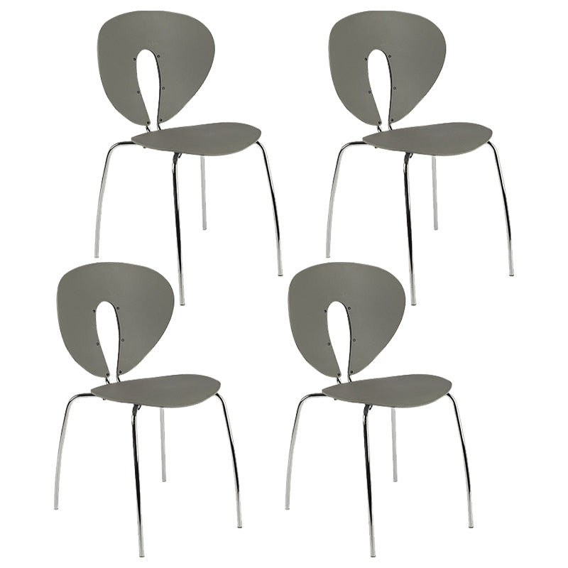 Moderne open rug plastic eetkamer zilveren been eetstoel