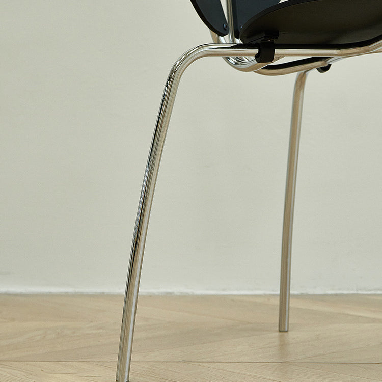 Moderne open rug plastic eetkamer zilveren been eetstoel