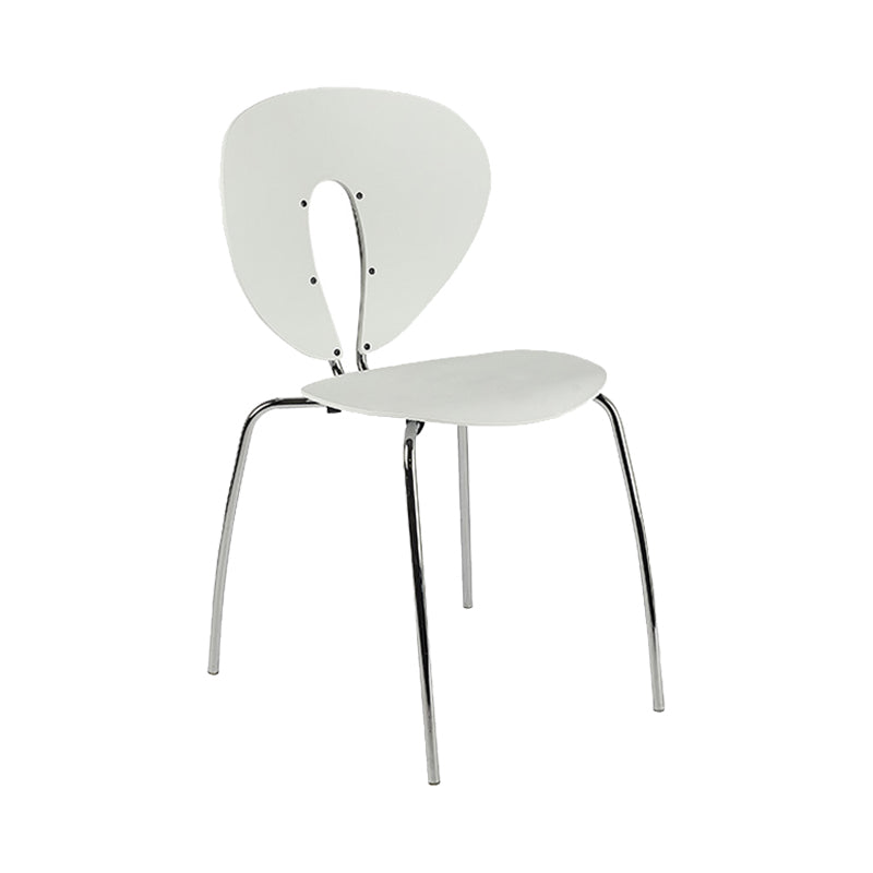 Moderne open rug plastic eetkamer zilveren been eetstoel