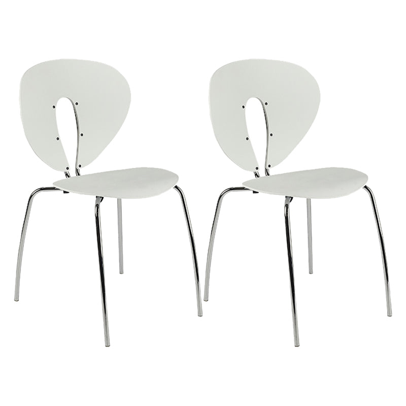 Moderne open rug plastic eetkamer zilveren been eetstoel