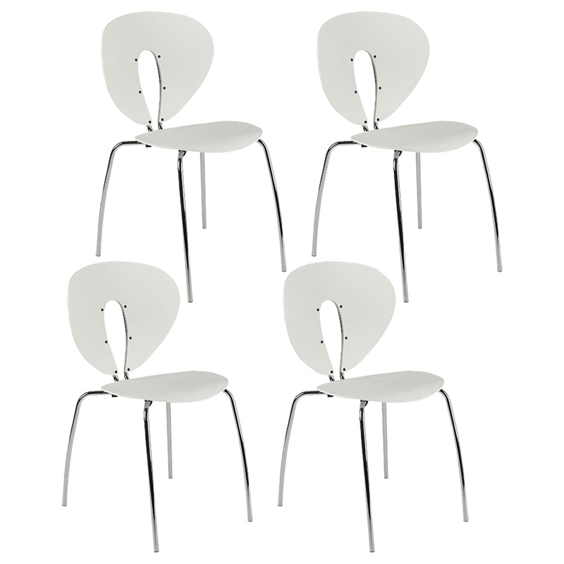 Moderne open rug plastic eetkamer zilveren been eetstoel