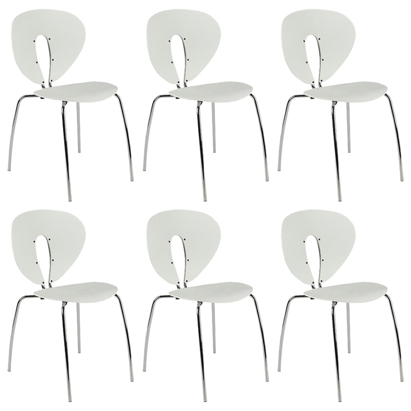 Moderne open rug plastic eetkamer zilveren been eetstoel