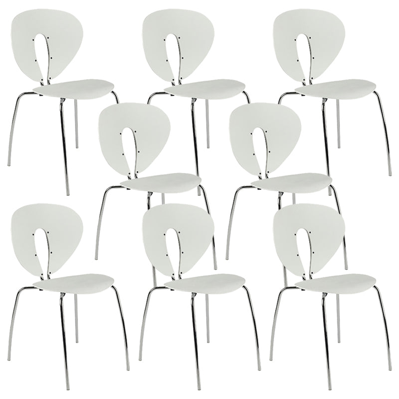 Moderne open rug plastic eetkamer zilveren been eetstoel