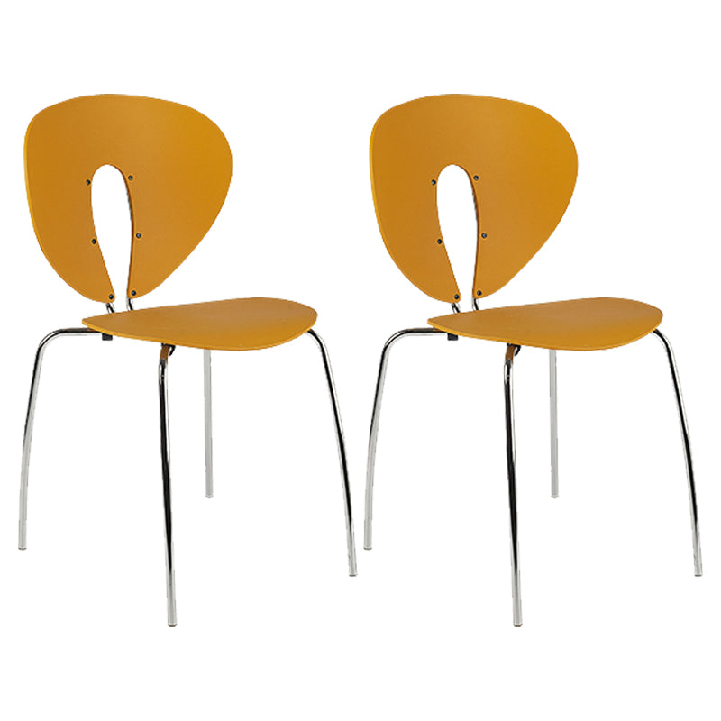 Moderne open rug plastic eetkamer zilveren been eetstoel