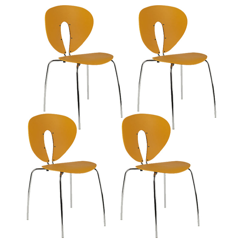 Moderne open rug plastic eetkamer zilveren been eetstoel