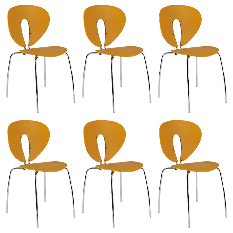 Moderne open rug plastic eetkamer zilveren been eetstoel