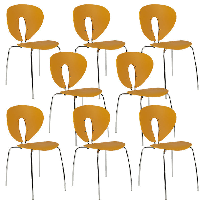 Moderne open rug plastic eetkamer zilveren been eetstoel