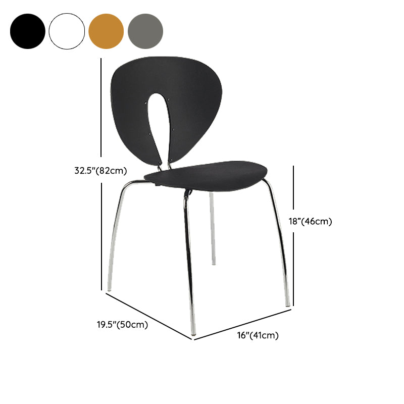 Moderne open rug plastic eetkamer zilveren been eetstoel