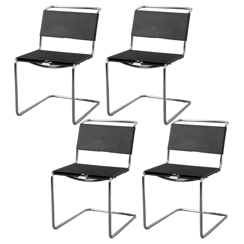 Contemporary Style Open Back Leather Armless Dining Side Chair for Home Black 4 Piece Set Clearhalo 'Dining Chairs' 'Dining Tables & Seating' 'dining_chair' 'furn' 'furn_dining_chair' 'Furniture' 'Kitchen & Dining Furniture' 7778469