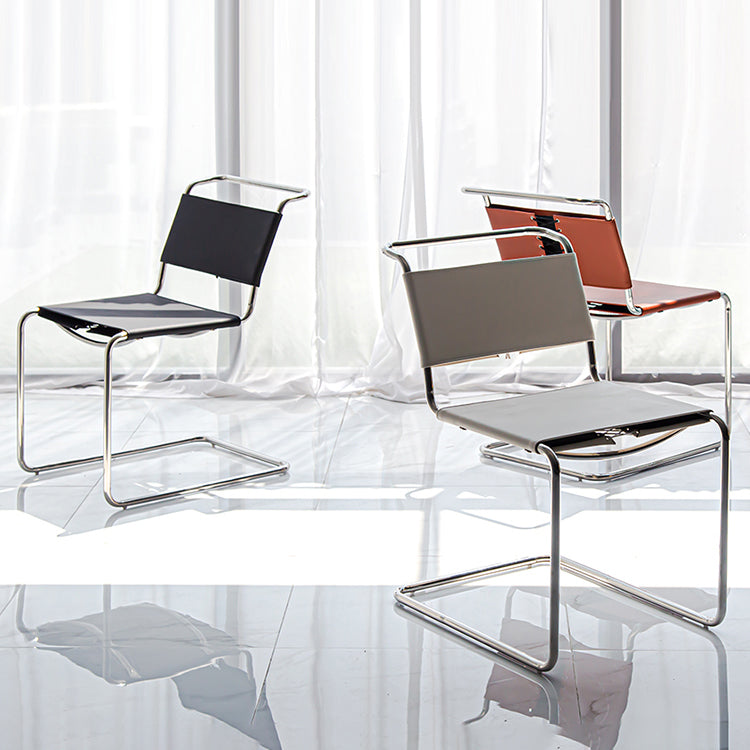 Contemporary Style Open Back Leather Armless Dining Side Chair for Home Clearhalo 'Dining Chairs' 'Dining Tables & Seating' 'dining_chair' 'furn' 'furn_dining_chair' 'Furniture' 'Kitchen & Dining Furniture' 7778472