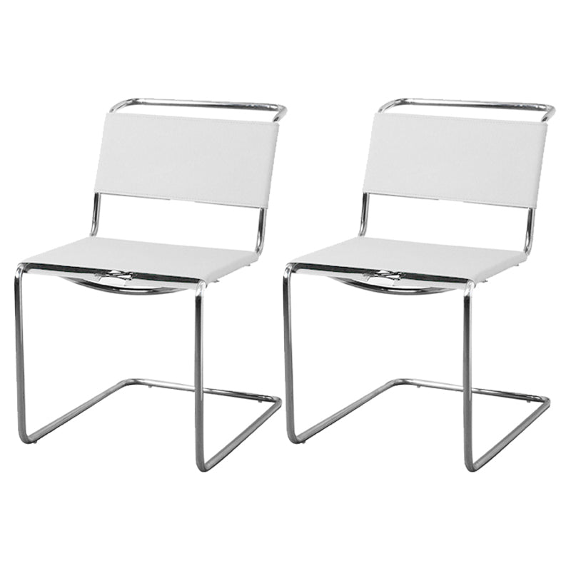 Contemporary Style Open Back Leather Armless Dining Side Chair for Home White 2 Piece Set Clearhalo 'Dining Chairs' 'Dining Tables & Seating' 'dining_chair' 'furn' 'furn_dining_chair' 'Furniture' 'Kitchen & Dining Furniture' 7778477