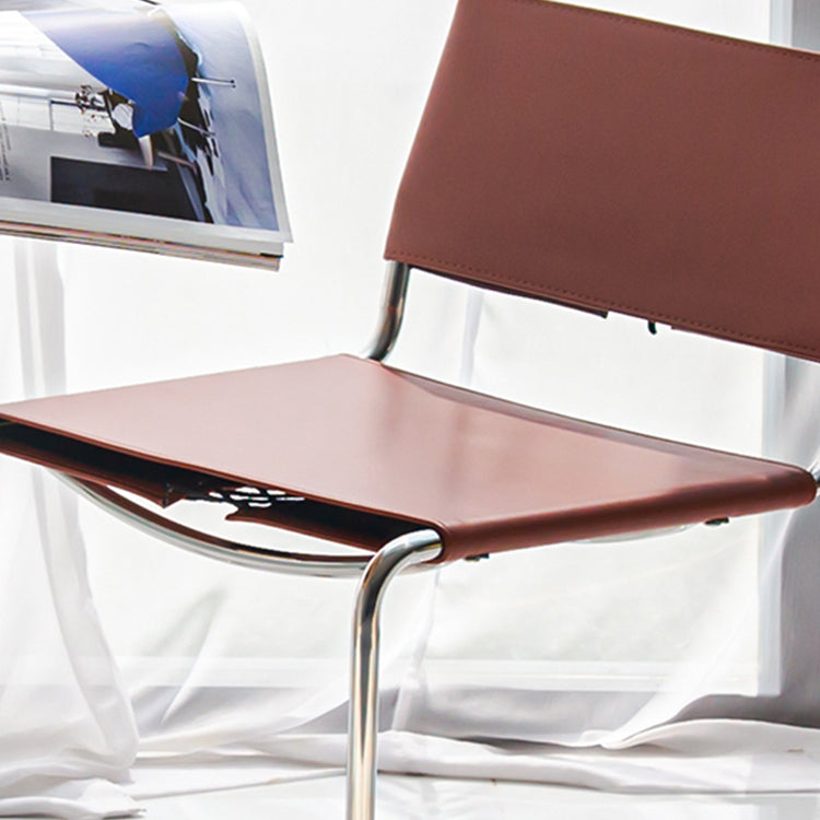 Contemporary Style Open Back Leather Armless Dining Side Chair for Home Clearhalo 'Dining Chairs' 'Dining Tables & Seating' 'dining_chair' 'furn' 'furn_dining_chair' 'Furniture' 'Kitchen & Dining Furniture' 7778478