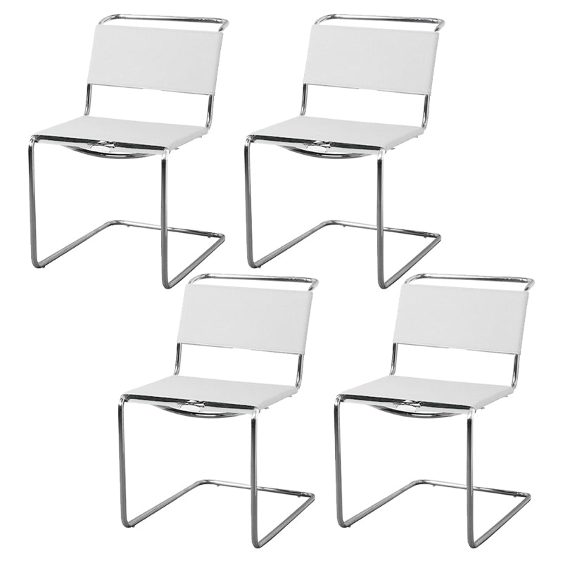 Contemporary Style Open Back Leather Armless Dining Side Chair for Home White 4 Piece Set Clearhalo 'Dining Chairs' 'Dining Tables & Seating' 'dining_chair' 'furn' 'furn_dining_chair' 'Furniture' 'Kitchen & Dining Furniture' 7778479