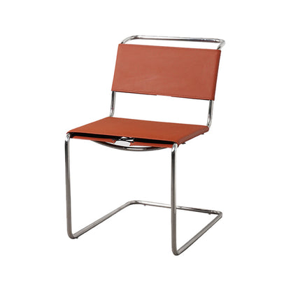 Contemporary Style Open Back Leather Armless Dining Side Chair for Home Brown 1 Piece Clearhalo 'Dining Chairs' 'Dining Tables & Seating' 'dining_chair' 'furn' 'furn_dining_chair' 'Furniture' 'Kitchen & Dining Furniture' 7778486