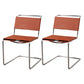 Contemporary Style Open Back Leather Armless Dining Side Chair for Home Brown 2 Piece Set Clearhalo 'Dining Chairs' 'Dining Tables & Seating' 'dining_chair' 'furn' 'furn_dining_chair' 'Furniture' 'Kitchen & Dining Furniture' 7778487