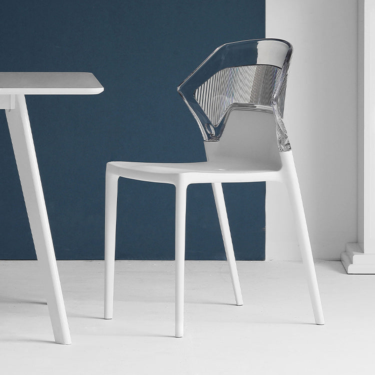 Moderne eetkamer wingback wingback armloze plastic stapel eetkamerstoel