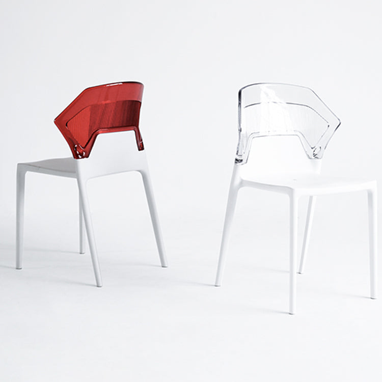 Moderne eetkamer wingback wingback armloze plastic stapel eetkamerstoel