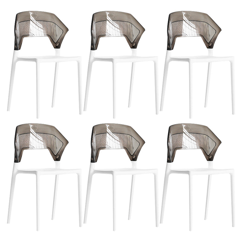 Moderne eetkamer wingback wingback armloze plastic stapel eetkamerstoel