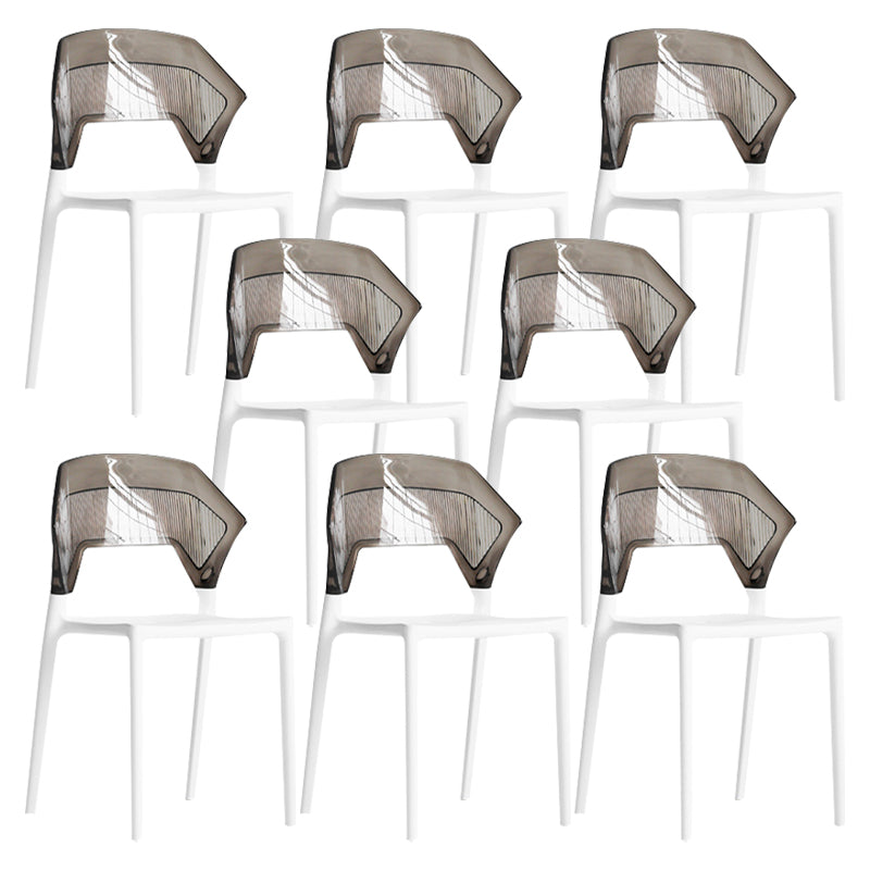 Moderne eetkamer wingback wingback armloze plastic stapel eetkamerstoel